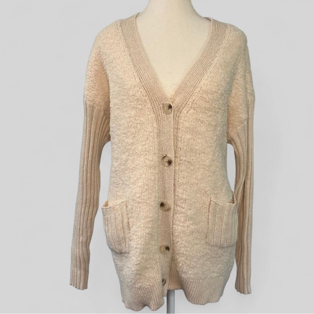 Dreamers by debut Cream Button‎ up fuzzy sweater Size S/M